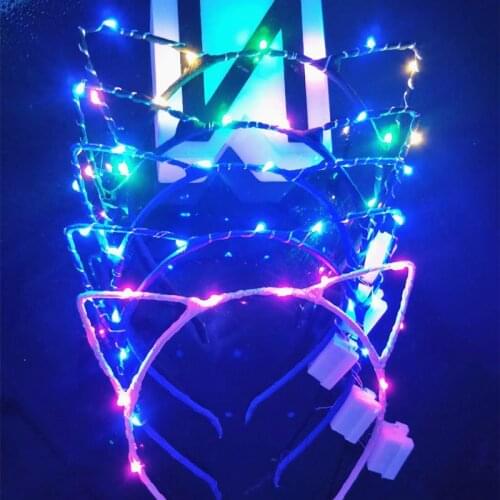 1PC Led Ear Cat Shaped LED Headbands Party Light Up Flashing Blinking Party Headwear Christmas Hair Accessories Glow Party