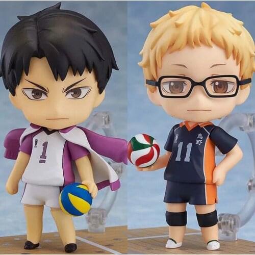 10cm Japan Haikyuu!! Kei Tsukishima Ushijima Wakatoshi Action Figure Anime PVC Absolute King Collection Model Dolls Toy for Gift