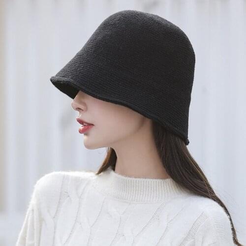 2020 New Winter Hat For Women Knitted Solid Bucket Simple Elegant Designer Bonnets Autumn Warm Wool Feorats