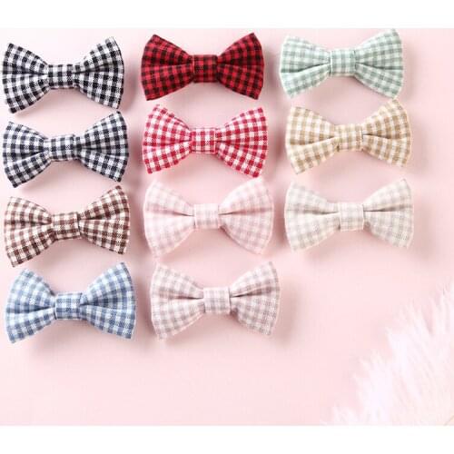 22 pcs/lot, Mini Bow Tie Nylon Headbands or Hair Clips, Plaid Fabric Bow Headband or Clip Baby Shower Gift Photo Prop