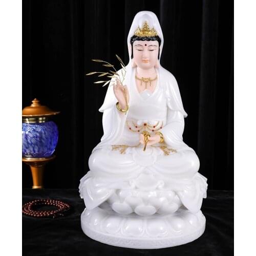 30cm Large High grade Buddha God statue jade gilding goddess Guan yin PUSA Avalokitesvara Buddha statue safety healthy lucky