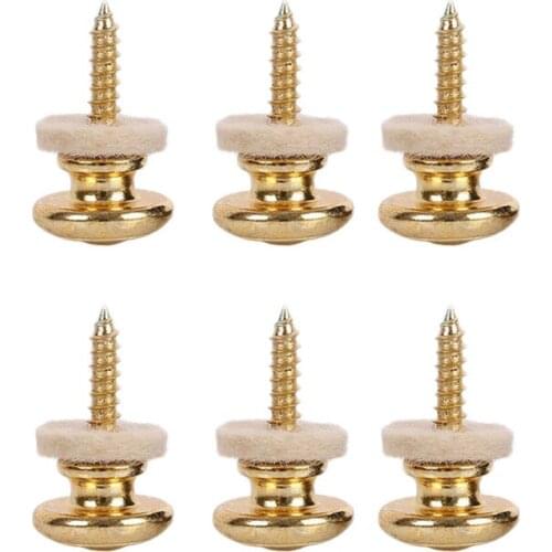 6pcs Wool Mat Guitar Strap Lock Locking Pegs Pins Mushroom Shape End Button For Acoustic Classical Electric Bass Guitar Ukulele