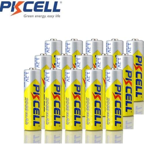 15Pcs PKCELL AA 2000mAh 1.2V NIMH Rechargeable Battery aa nimh Over 1000 Times Cycles For Camera Lamp Radio