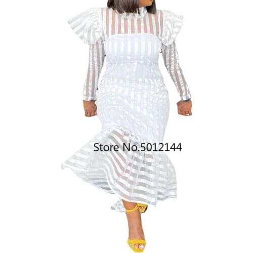 White African Dresses for Women Summer 2021 New African Women Long Sleeve Dress African Clothes Women