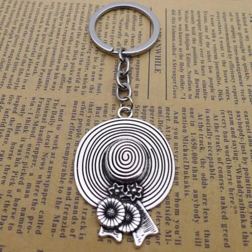 Pp New Alloy Retro Large Hat Keychain Pendant Antique Silver Jewelry Accessories 1 order