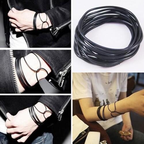 10pcs / Set Black Silicone Rope Bracelets Simple Casual Punk Rock Unisex Bracelet For Men Women Charm Bangles Jewelry Minimalist