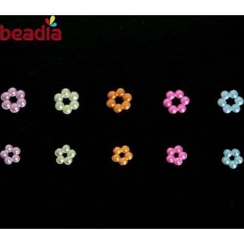 Hot Approx 100pcs Five Six Beads Flower ABS Pearls Imitation Beads Mixed Color 7/9mm For DIY Clothes Dress Decoration Jewelry