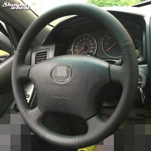 BANNIS Black Genuine Leather Steering Wheel Cover for Old Toyota Land Cruiser Prado 120