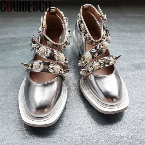 COVIBESCO Sexy Genuine Leather Womens Shoes Rhinestone Fahion Platform High Heels Pumps 2021 Autumn Newest Party Shoes Woman