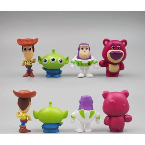 4Pcs/Set Disney Toy Story Action Figure PVC Woody Buzz Lightyear Alien Lotso Bear Model Toys Decoration For Kids Birthday Gift