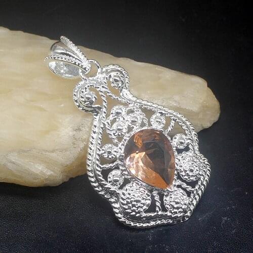 Gemstonefactory Jewelry Big Promotion 925 Silver Wonderful Honey Topaz Women Ladies Mom Gifts Necklace Pendant 20213605