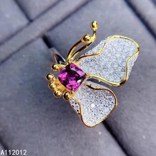 KJJEAXCMY fine jewelry S925 sterling silver inlaid natural Garnet new girl fashion ring support test Chinese style hot selling