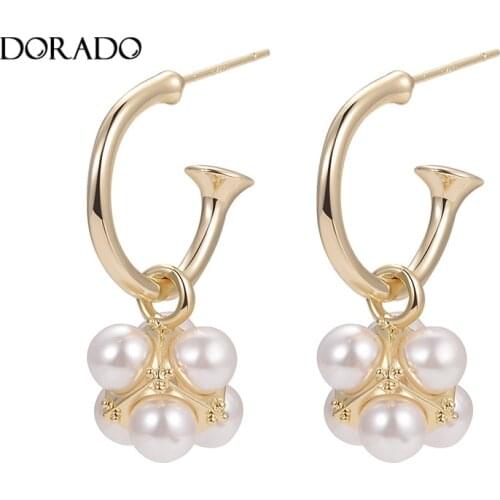 Dorado 2021 Korean Drop Pendant Earrings For Women Party Geometric Simulated Pearl Brincos Temperament Jewelry Accessories Gift