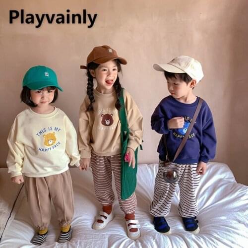 2021 Korean Style New Autumn Kids Boys Girls Sweatershit Cartoon Bear Long Sleeves Pullover Hoodies Children Outfits E1145