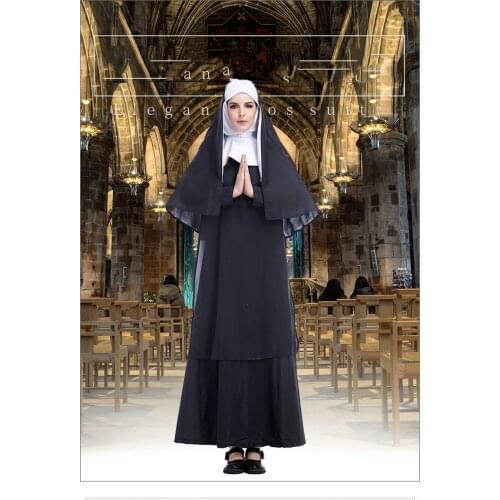 Halloween costume adult female black priest costume Mary priest nun costume Cosplay Costume Party Show
