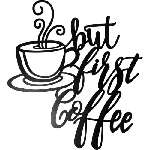 Creative Black Coffee Cup Silhouette Metal Wall Art Wall Hanging Hollow Ornaments Coffee Shop Sign Door And Window Deco