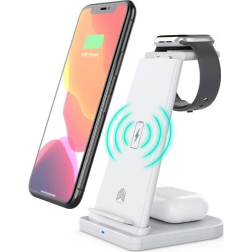 L-Global 15W Qi Fast Wireless Charger Stand For IPhone Apple Watch 3In1 Detachable Charging Dock Station For Airpods Pro IWatch