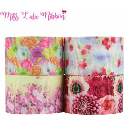 Free Shipping 50 Yards 22mm 25mm 38mm Flower Grosgrain Ribbon/Elastic Band For DIY Bow Gift Wrapping