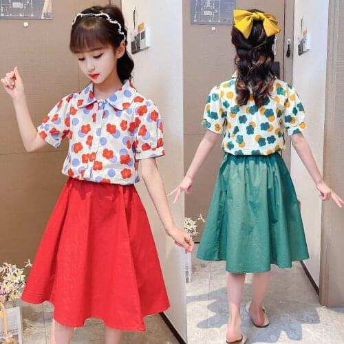 Summer Kids Baby Girls Clothes Set Child Tops T Shirt + Skirts Teenager LettesTracksuit 5 6 7 8 9 10 11 12 13 14 Years