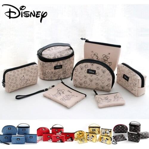 Genuine Disney 5pcs/6pcs Mickey Minnie Multi-function Women Bag Wallet Purse Baby Care Bags Fashion Mummy Bags Disney Girls Gift