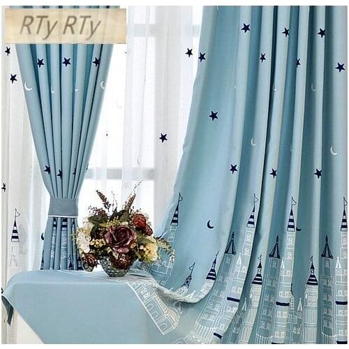 Cartoon Baby Room Curtains Embroidered Castle Tulle Curtain For Bedroom Kids Children Rideaux Pour Le Salon CL-224
