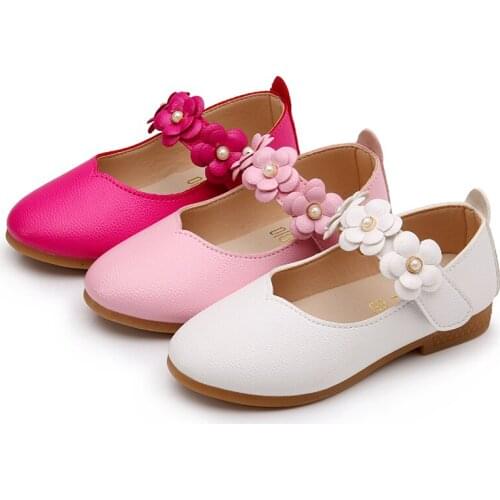 2021 New Spring Children Shoes Big Girls Sandals Princess Leather Shoes Girls Casual Dance Flowers Shoes