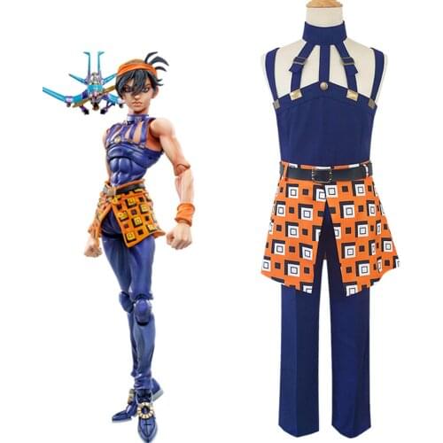 Wholesale Japanese Anime JoJos' Bizarre Adventure Narancia Ghirga Cosplay Costume Full Set Halloween Party Costumes Outfit Suit