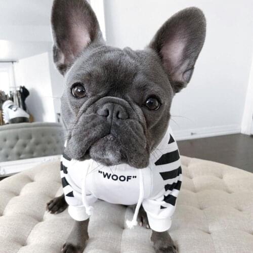 Autumn Winter Pet Dog Clothes for French Bulldog Adidog Stripe Pattern Dog Hoodie Pet Dog Sweater Coat Jacket For French Bulldog