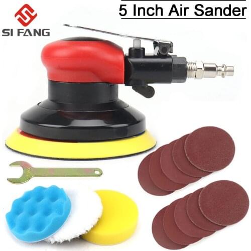 5" inch Pneumatic Air Sander Polisher Tool Polishing Random Orbital Palm Machine Grinder for Car Paint Care Rust Removal