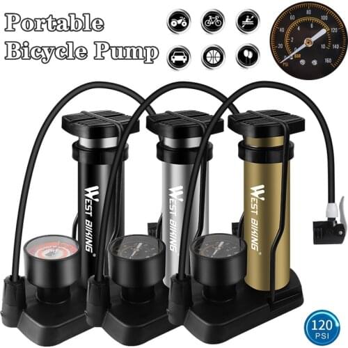 Portable Bicycle Foot Pump High Pressure Mountain Bike Pump Basketball Electric Bicycle Pump with Barometer