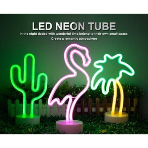 Rainbow Led Neon Signs Light Flamingo Wedding Bar Shop Window Room Home Decor Bulb For Christmas Party Gift ins Table Lamp