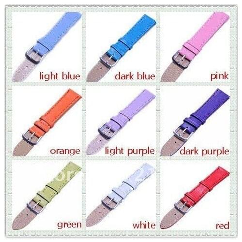 Wholesale Lots 180pcs 12MM,14MM ,16MM,20MM genuine leather Watch Bands 9 colors available mix order mix color