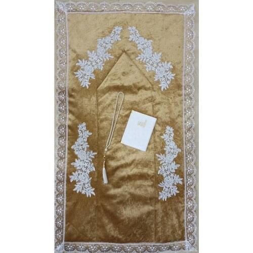 Luxury Silk Ahu Prayer Rug + Crystal Rosary + Large Pocket Size Quran Acetate Box Decorated Set Luxury Silk Ah FREE SHİPPİNG