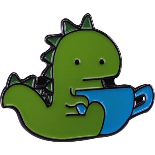 Cute Tea Rex Pun Brooch T-Rex Tea Cup Pin Dinosaur hunters, get it now