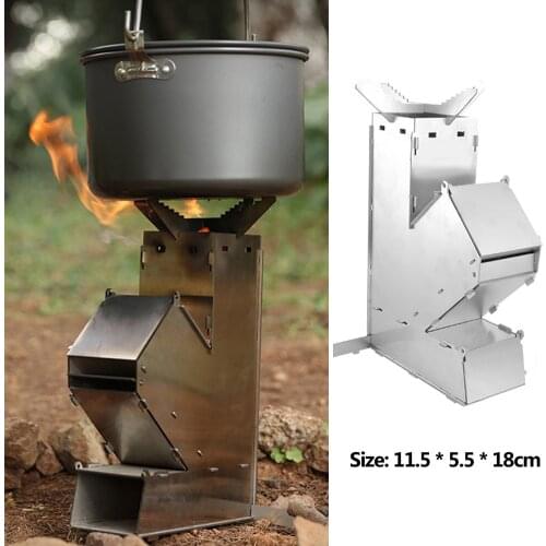 Outdoor Camping Survival Folding Wood Stove Portable Firewood Stove Stainless Steel Outdoor Survival Camping Hiking Furnace
