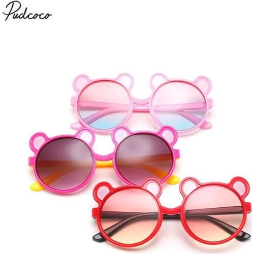 2020 Kids Sunglasses Fshion Summer Baby Boys Girls Hot Cartoon Cute Bear-Shaped Anti-UV Sunglasses for Photography Outdoor Beach