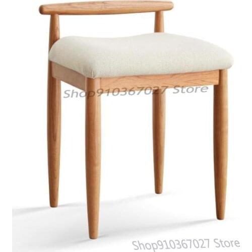 Solid Wood Makeup Stool Modern Minimalist Cherry Wood Net Red Dressing Table Stool Nordic Bedroom Dressing Stool