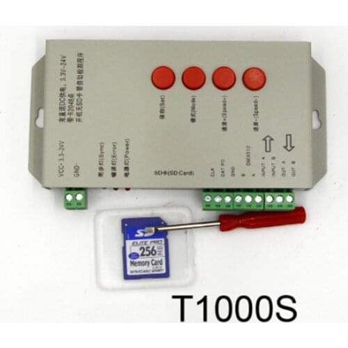 T1000S 2048 points SD Card LED Controller rgb Pixel Controller dimmer for WS2812B DMX512 ws2811 WS2801 LPD8806 APA102 LED strip