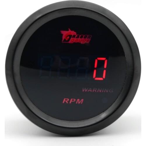 DRAGON GAUGE 52MM Tachometer RPM Gauge Digital Red led Black Case
