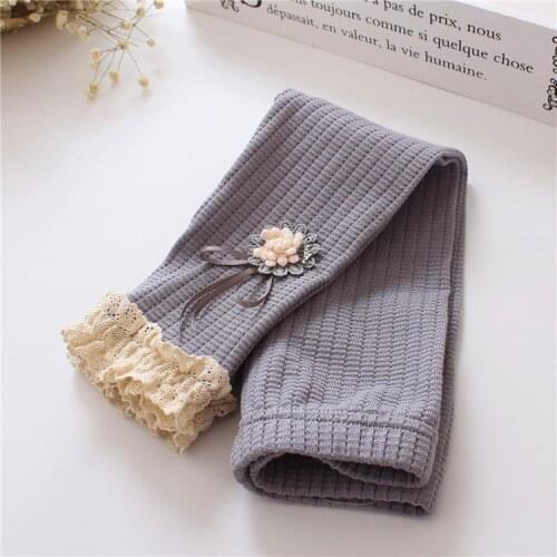 Spring New Baby Girls Flower Leggings Pants Girl Children Lace Ruffles Trouser Lovely Kids Child Patchwork Long Pencil Pant