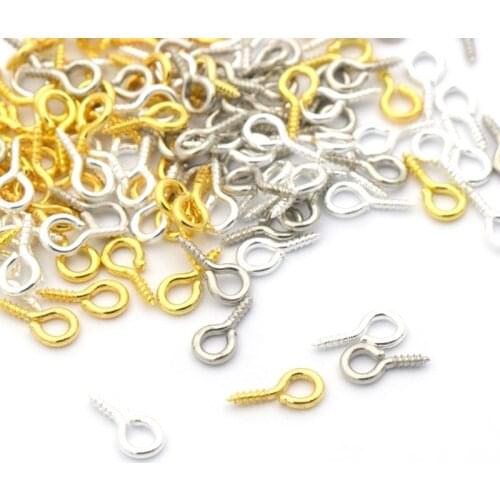 10X4.5 8X4mm Gold Silver Color Sheep Eyes Nail Screw Hooks Pearl Connector For Diy Jewelry Making Handmade Pendant Accessories