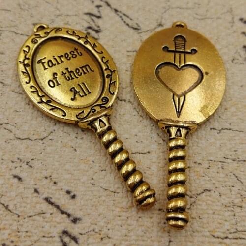 High Quality 10 Pieces/Lot 23mm*55mm Antique Silver plated Antique Gold Vintage Mirror Charms