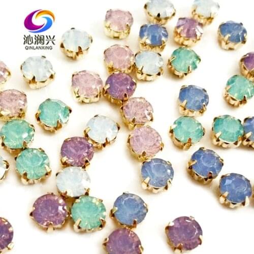 Factory sales 6mm 100pcs/pack Fashion High-grade round sew on claw rhinestones,gold base stone for Diy/jewelry accessory