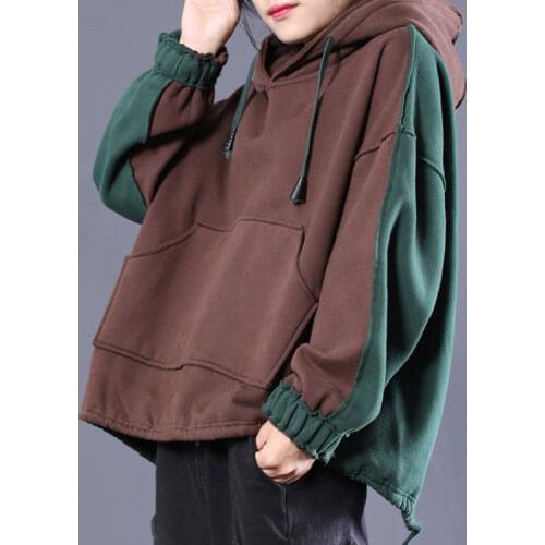 Sweatshirt Women Fashion Hit Color Hoodies Top 2019 Fall Winter Cotton Clothes Jacket Kangaroo Pocket Casual Loose Outwear f1427