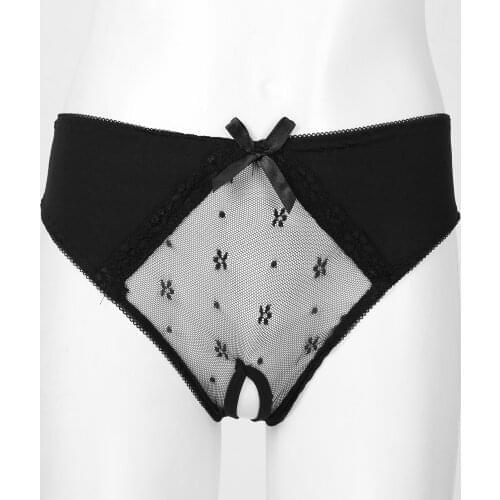 Womens Sexy Hollow Out Panties Underwear Crotchless Lingerie Panties Ladies Thong Briefs Low Waist Open Crotch Erotic Underwear