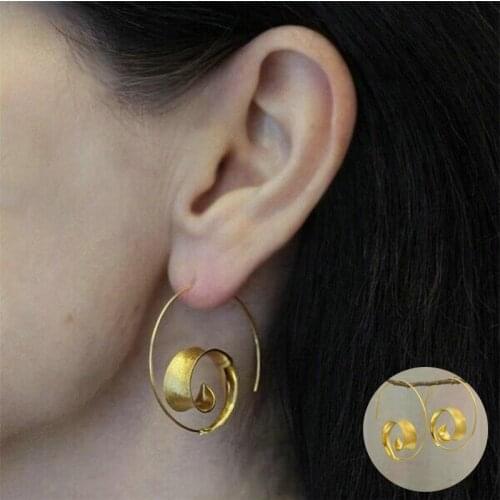 Trend Personality Spiral Ear Drop for Women Earrings Gift A Pair/set Fashion Silver Color Gold Color Hoop Jewelry