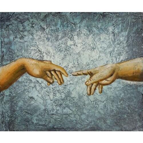 Famous Canvas Painting Reproductions Creation of Adam (Interpretation) by Michelangelo Hand Painted Oil Painting Portrait