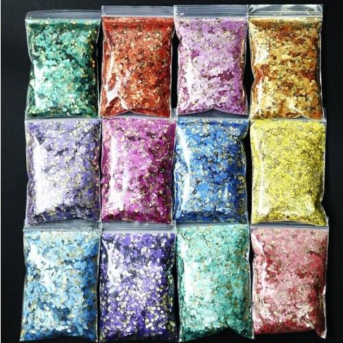 1Bag Nail Glitter Sequins 1mm+2mm Mixed Holographic Hexagon Shape Chunky Laser Sparkly Flakes Slices Manicure Sequins md70