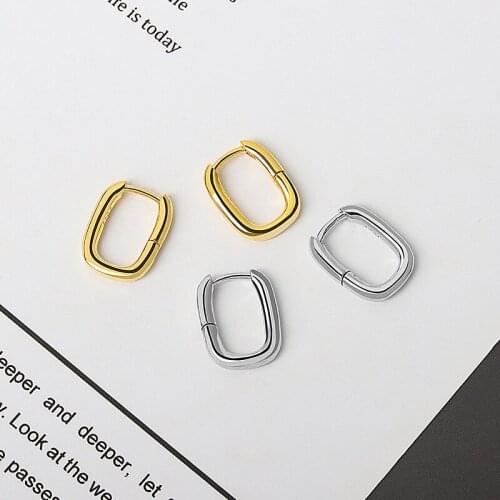 1 pair 925 Sterling Silver Hoop Earrings Piercing Earring for Women Geometric Charming Circle Jewelry Men Gold Punk Ear Bijoux