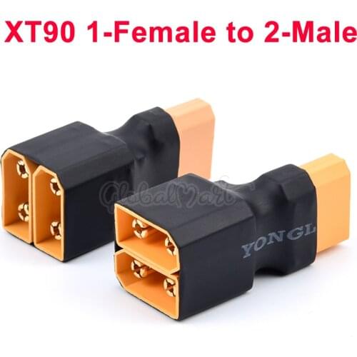 1Pcs XT90 1 Female to 2 Male Parallel / Series Adapter Lipo Battery Converter Connector Plug for RC Model